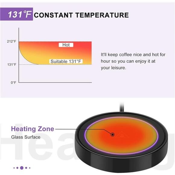 Coffee Mug Warmer Pressure-Activated, Auto On/Off Gravity-induction Mug Warmer - Picture 6 of 7